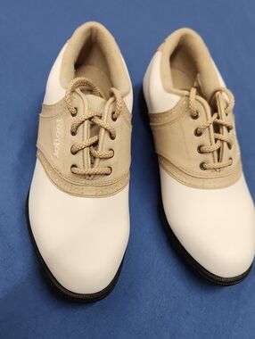 FootJoy Kids White and Tan Golf Sneakers